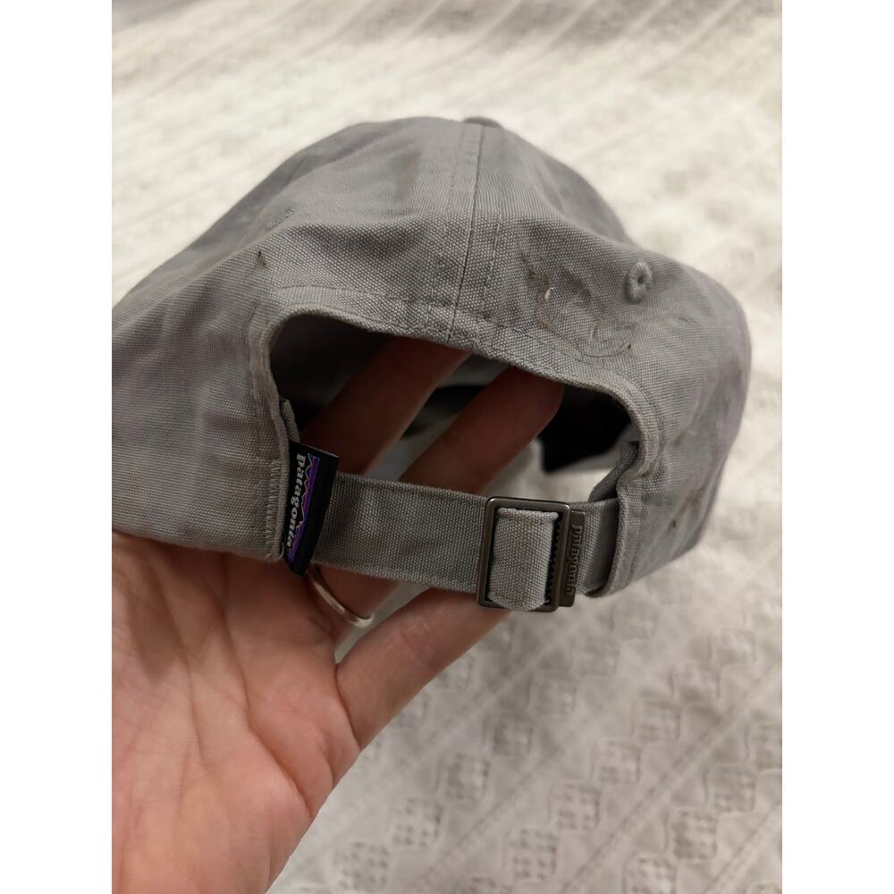 Patagonia P-6 Logo Gray Canvas Baseball Hat Cap Adjustable Strap Outdoors - Picture 4 of 6